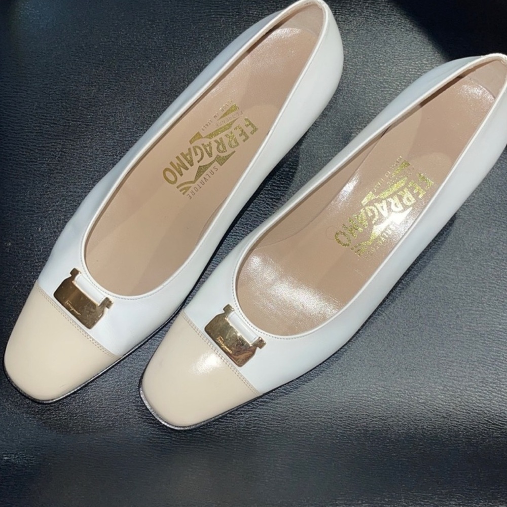 Salvatore Ferragamo Women Shoe, Two Tones White/Cream.